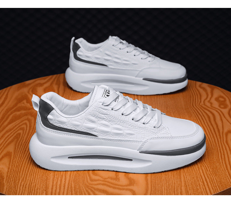 Men's Croc Pattern Round Toe Thick Sole Sneakers