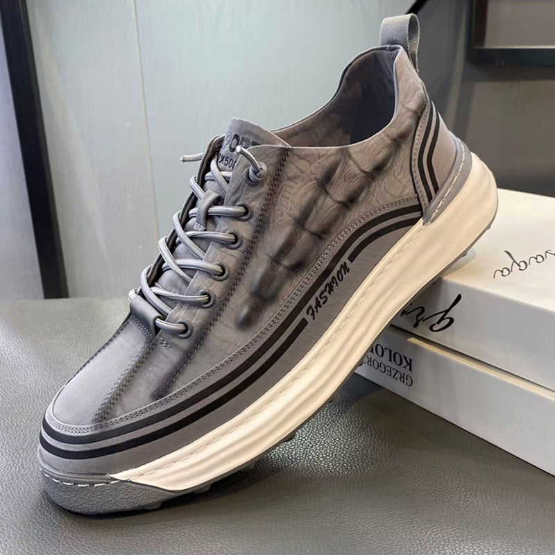 Men's Crocodile Pattern Soft Thick Sole Sports Casual Sneakers