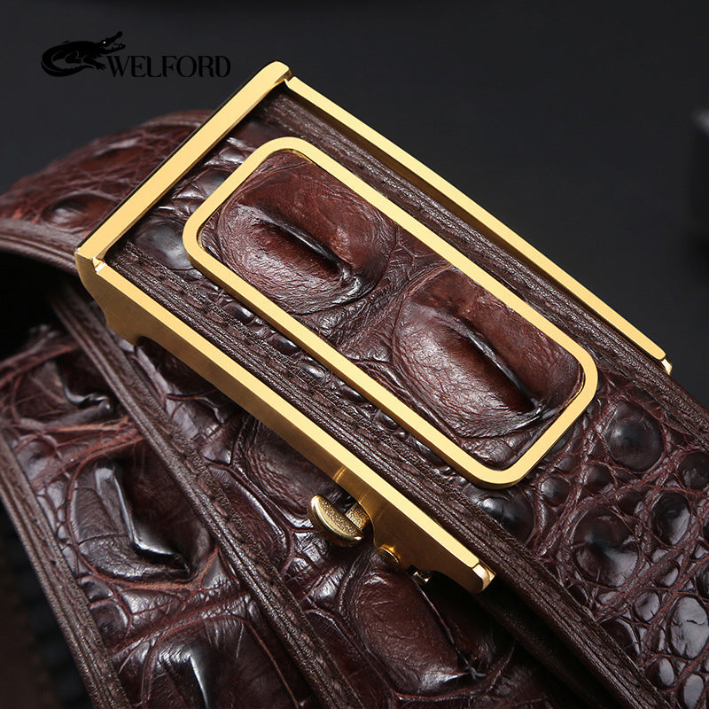 Genuine leather crocodile leather belt with automatic buckle