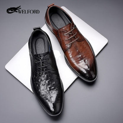 New men's business crocodile pattern leather shoes