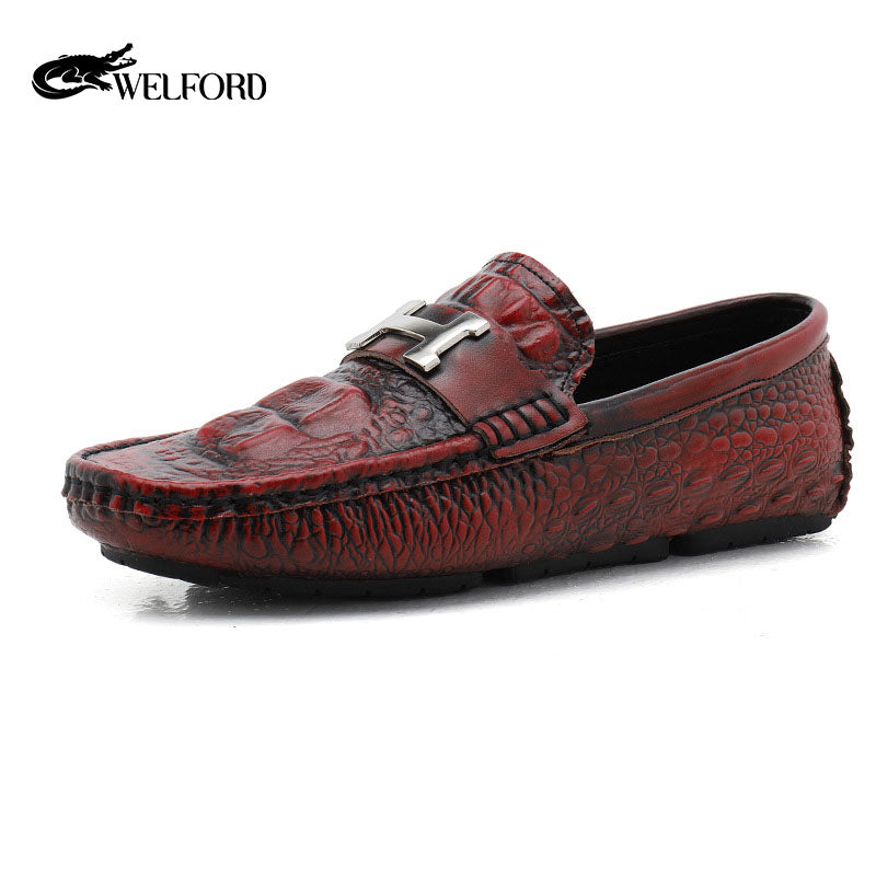 Men's crocodile pattern business loafers