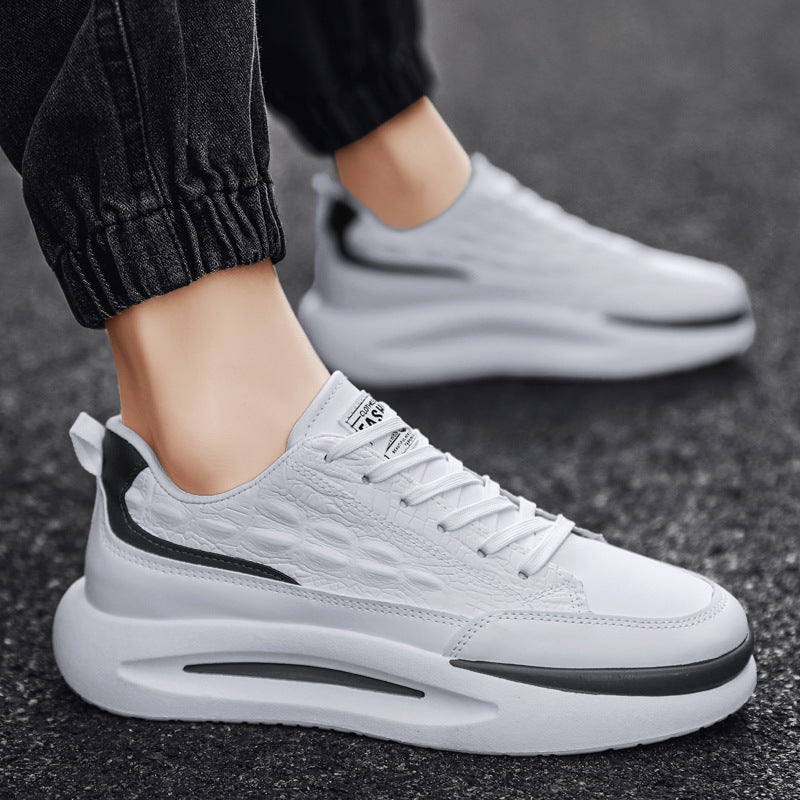Men's Croc Pattern Round Toe Thick Sole Sneakers
