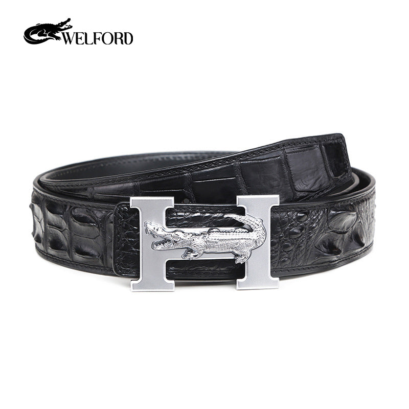 Men's crocodile leather business casual belt
