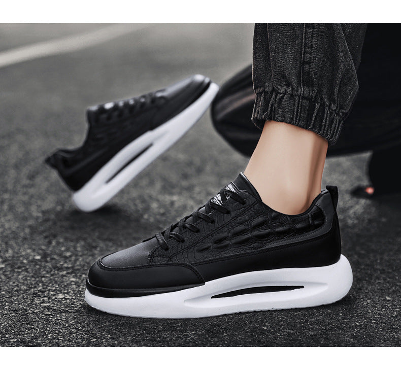 Men's Croc Pattern Round Toe Thick Sole Sneakers