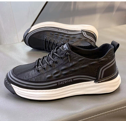 Men's Crocodile Pattern Soft Thick Sole Sports Casual Sneakers