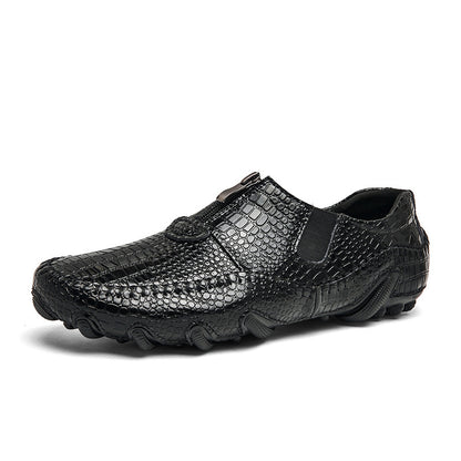 Men's retro casual shoes crocodile pattern leather shoes