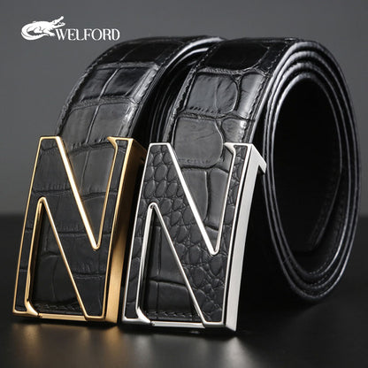 New crocodile leather men's belt business belt