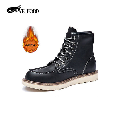 Men's retro Martin boots plus fleece work boots