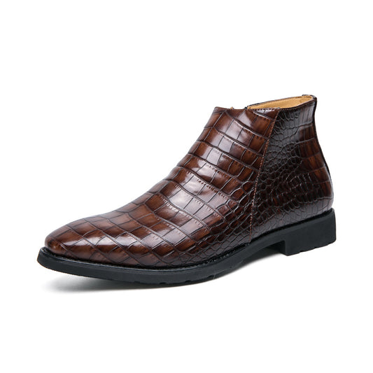 New men's crocodile print business boots