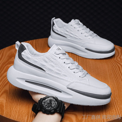 Men's Croc Pattern Round Toe Thick Sole Sneakers