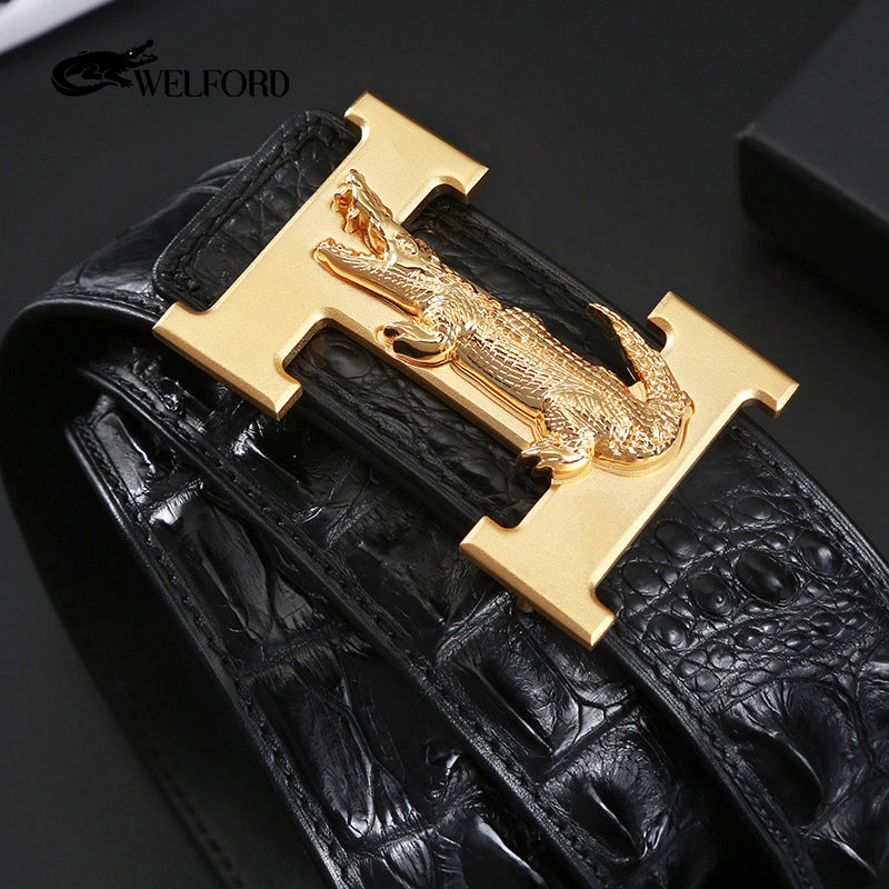 Men's crocodile leather business casual belt