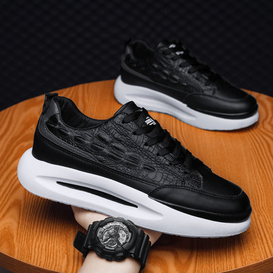Men's Croc Pattern Round Toe Thick Sole Sneakers