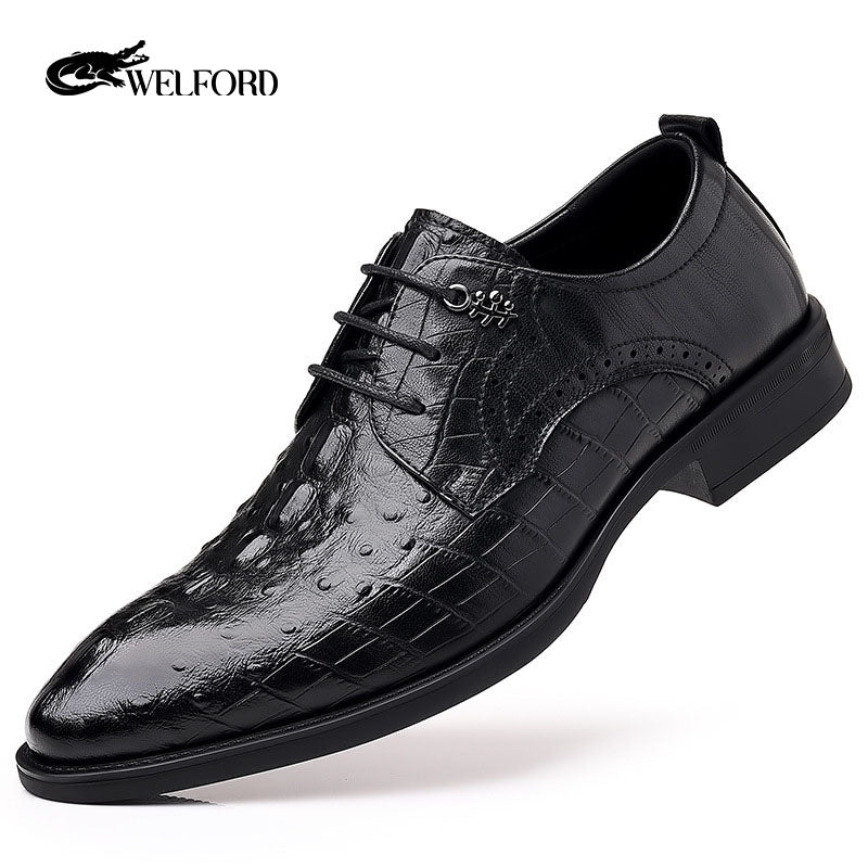 New men's business crocodile pattern leather shoes