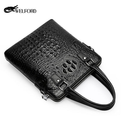 Crocodile pattern genuine leather men's handbag Business briefcase