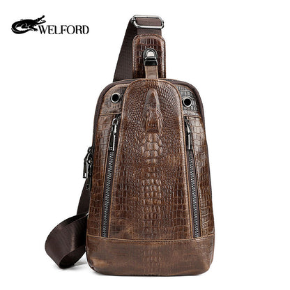 Men's vintage genuine leather shoulder crossbody bag