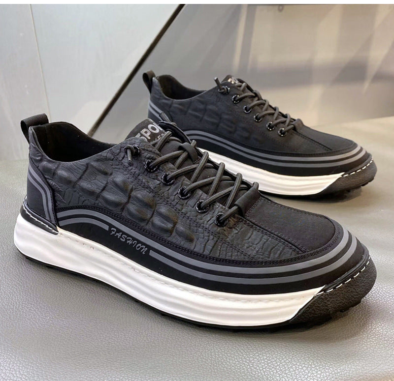 Men's Crocodile Pattern Soft Thick Sole Sports Casual Sneakers