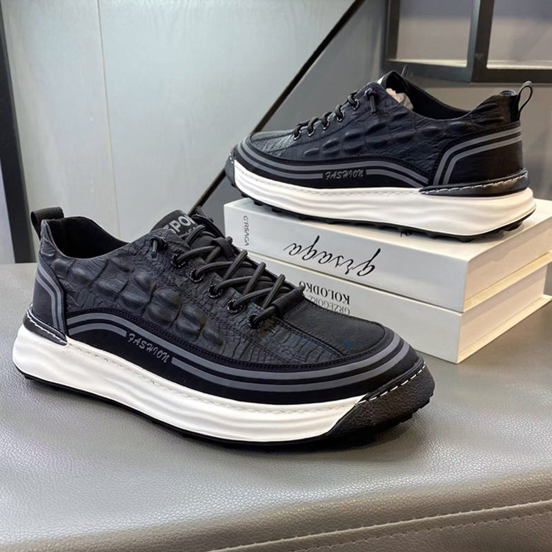 Men's Crocodile Pattern Soft Thick Sole Sports Casual Sneakers