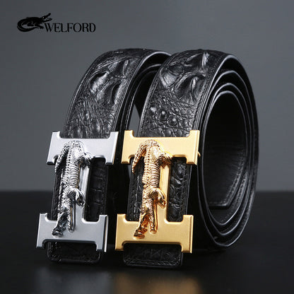 Men's crocodile leather business casual belt