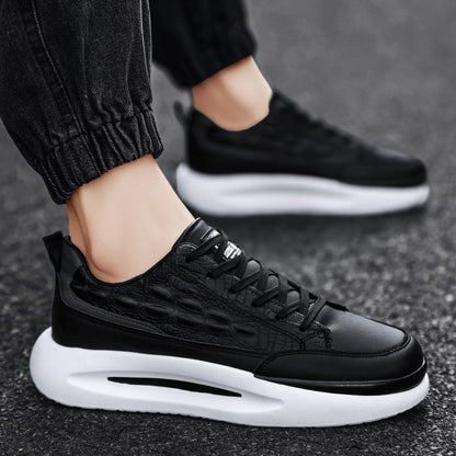 Men's Croc Pattern Round Toe Thick Sole Sneakers