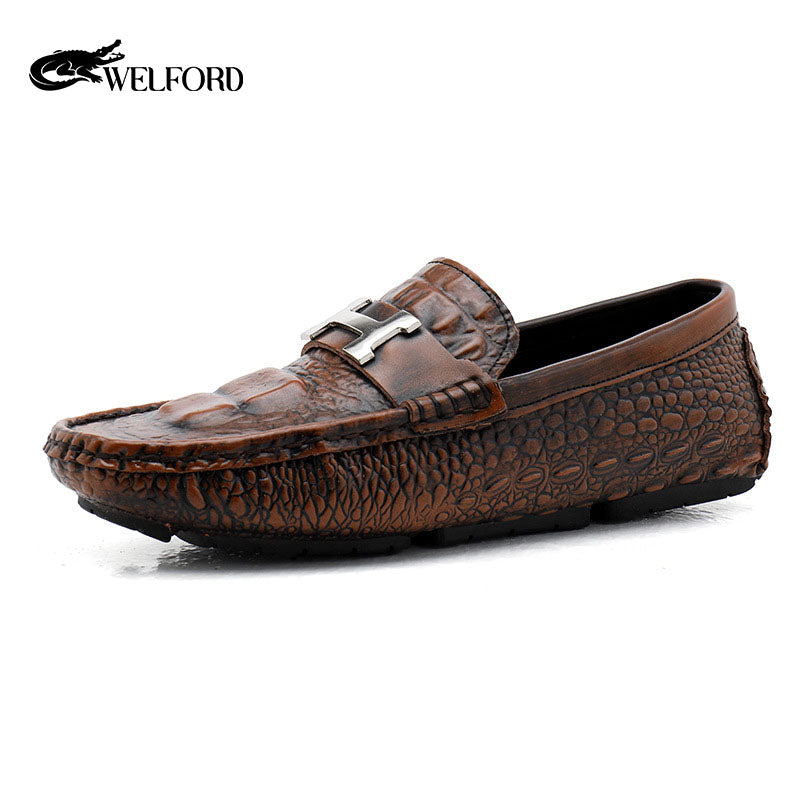 Men's crocodile pattern business loafers
