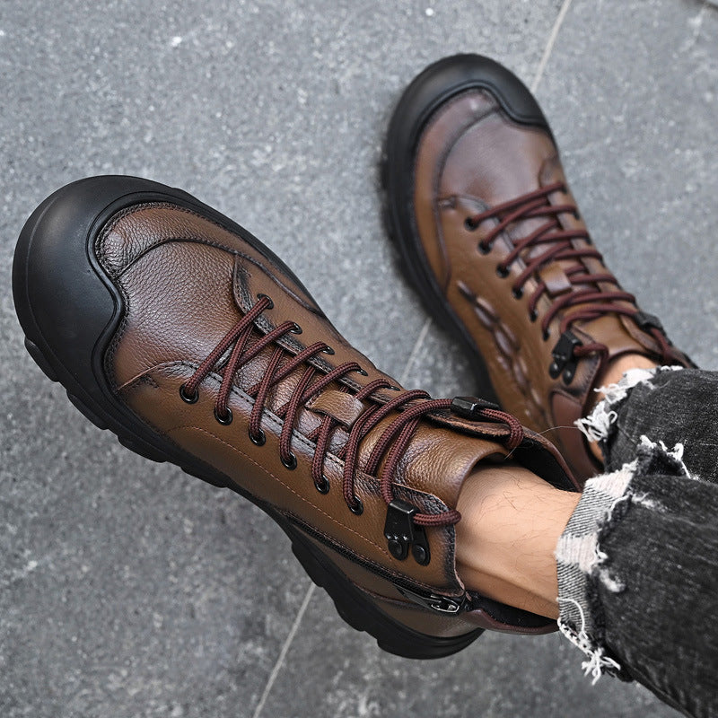 Crocodile pattern genuine leather snow boots work boots