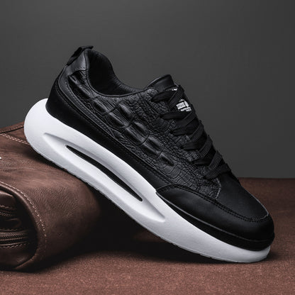 Men's Croc Pattern Round Toe Thick Sole Sneakers