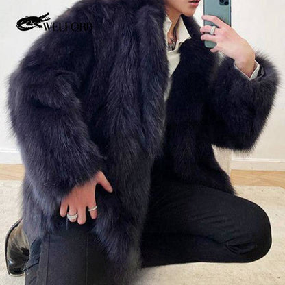 New style fur mid-length coat