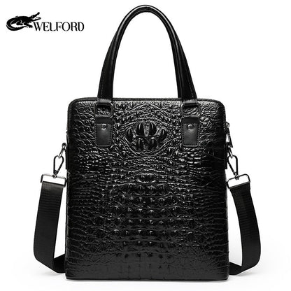 Crocodile pattern genuine leather men's handbag Business briefcase