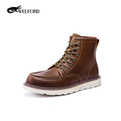 Men's retro Martin boots plus fleece work boots