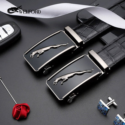 Men's business crocodile leather belt