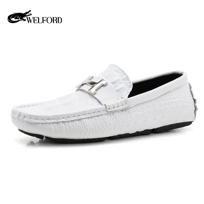 Men's crocodile pattern business loafers