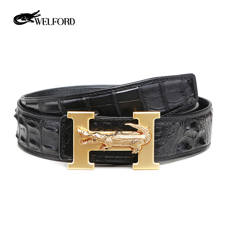 Men's crocodile leather business casual belt