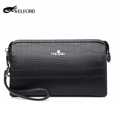 Men's business handbag with crocodile pattern large capacity