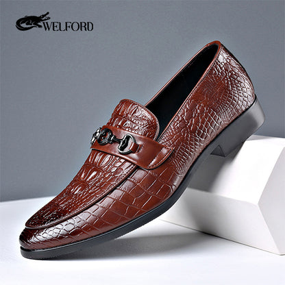 Classic men's crocodile leather shoes