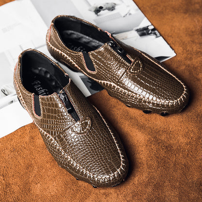 Men's retro casual shoes crocodile pattern leather shoes