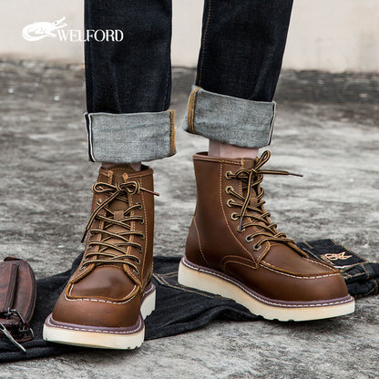 Men's retro Martin boots plus fleece work boots