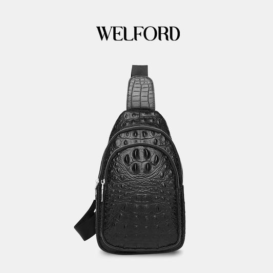 Men's new high-end crocodile leather chest bag
