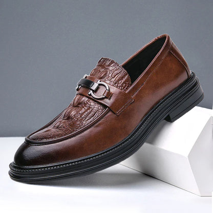 British leather crocodile business casual shoes