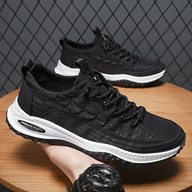 Men's Crocodile Pattern Soft Thick Sole Sports Casual Sneakers