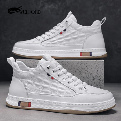 Italian Handmade Crocodile Pattern Leather Sneakers