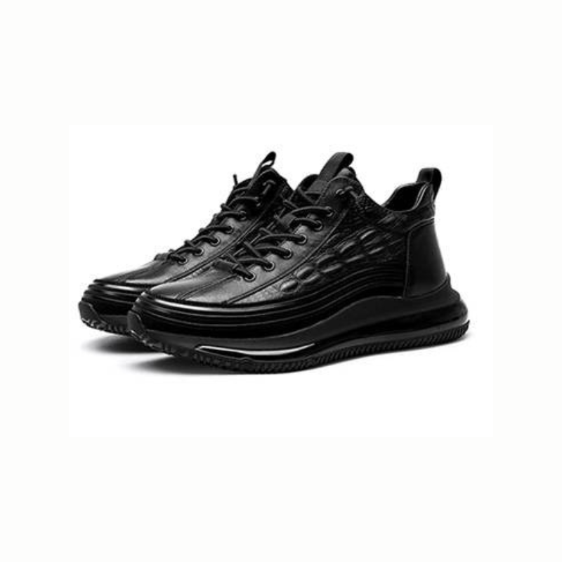 Italian Crocodile Pattern Soft Thick Sole Sports Casual Leather Sneakers