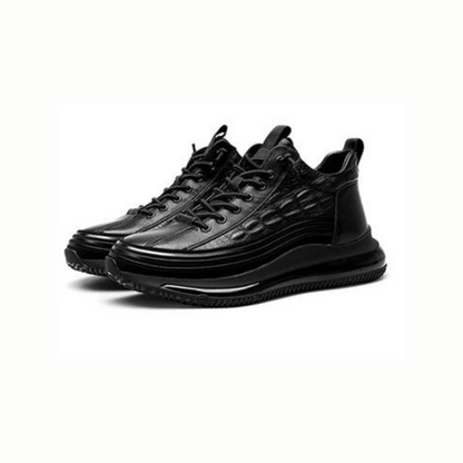Italian Crocodile Pattern Soft Thick Sole Sports Casual Leather Sneakers