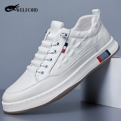Italian Handmade Crocodile Pattern Leather Sneakers